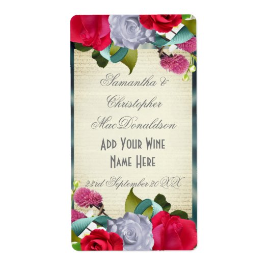 フローラブーケ結婚ロマンチックボトル ラベル (正面)