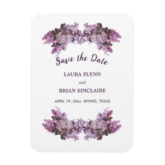 フローラブーケ結婚式の日付を保存 マグネット (縦)