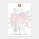 フローラブーケ金属金ゴールドモノグラムの銅 ポストイット (正面)