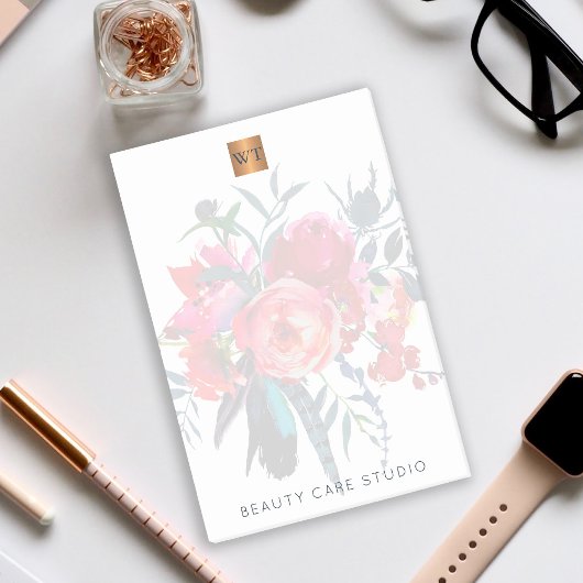 フローラブーケ金属金ゴールドモノグラムの銅 ポストイット