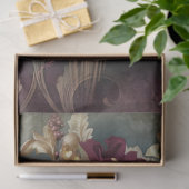 フローラブーケ、マルーンレッド、グリーンと金ゴールド 薄葉紙