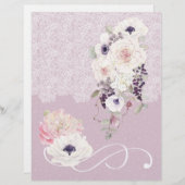 フローラブーケ&レース結婚のスクラップブック紙 (正面/裏面)