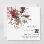 *~*フローラブーケAR15 QR RSVP BURGANDY 結婚's 招待状 (裏面)