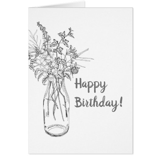 フローラブーケinミルクボトル編集可能ノートカード (正面)