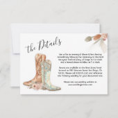 フローラブーツカウボーイウェスタンメニュー選択RSVPカード 招待状 (正面)