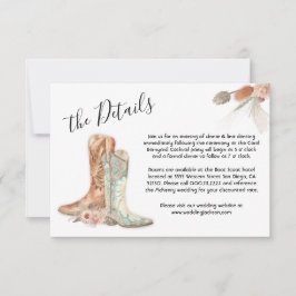 フローラブーツカウボーイウェスタンメニュー選択RSVPカード 招待状