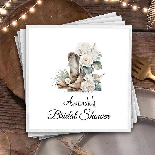 フローラブーツブライダルシャワー紙ナプキン スタンダードランチョンナプキン