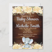 フローラブ素朴ルーボーイウッドエレファントベビーシャワー 招待状 (正面)