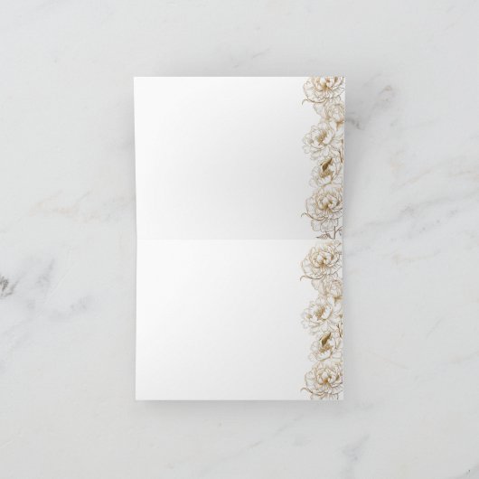 フローラプニーズホワイトゴールデンエレガントブライダルシャワー サンキューカード (内部)