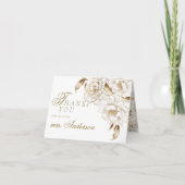 フローラプニーズホワイトゴールデンエレガントブライダルシャワー サンキューカード (正面)