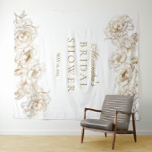 フローラプニーズホワイトゴールデンエレガントブライダルシャワー タペストリー (インサイチュ(横))