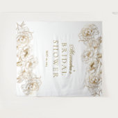 フローラプニーズホワイトゴールデンエレガントブライダルシャワー タペストリー (正面(横))