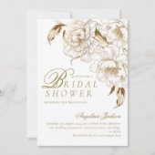 フローラプニーズホワイトゴールデンエレガントブライダルシャワー 招待状 (正面)