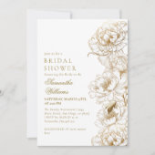 フローラプニーズホワイトゴールデンエレガントブライダルシャワー 招待状 (正面)