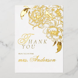 フローラプニーズホワイトゴールデンエレガントブライダルシャワー 箔招待状