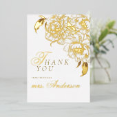 フローラプニーズホワイトゴールデンエレガントブライダルシャワー 箔招待状 (立ち正面)