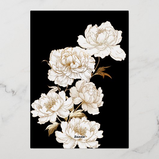 フローラプニーズホワイトゴールデンエレガントブライダルシャワー 箔招待状 (裏面)