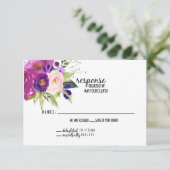 フローラプラム水彩結婚式RSVPカード サンキューカード (スタンド正面)