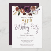 フローラプラム金ゴールドサプライズ50thバースデーパーティー 招待状 (正面/裏面)