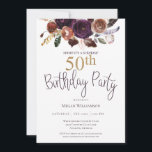フローラプラム金ゴールドサプライズ50thバースデーパーティー 招待状<br><div class="desc">フローラプラム金ゴールドサプライズ50thバースデーパーティー招待特別なイベントに最適な50thサプライズエレガントバースデーパーティー招待！このデザインは、美しく、豊かな紫、梅、ピンクと金ゴールドの花を特徴としている。タイポグラフィカスタムはトレンディーとエレガント!</div>