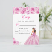 フローラプリンセスで軽いピンクのドレスの食事の選択 出欠カード (スタンド正面)