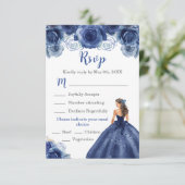 フローラプリンセスのネイビーブルードレスミールの選択 出欠カード (スタンド正面)