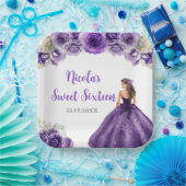 フローラプリンセスのパープルドレスSweet sixteen ペーパープレート (パーティー)