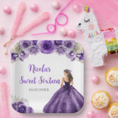 フローラプリンセスのパープルドレスSweet sixteen ペーパープレート (パーティー)