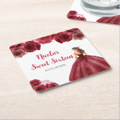 フローラプリンセスのレッドドレスSweet sixteen スクエアペーパーコースター (アングル)