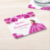 フローラプリンセスインホットピンクドレスキンセアニェラ スクエアペーパーコースター (アングル)