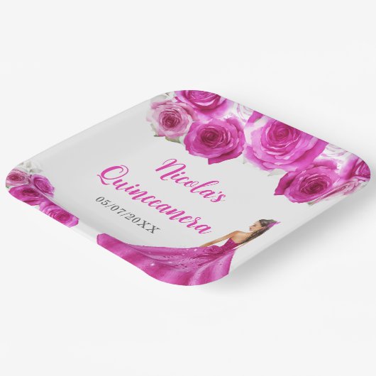 フローラプリンセスインホットピンクドレスキンセアニェラ ペーパープレート (傾斜あり)