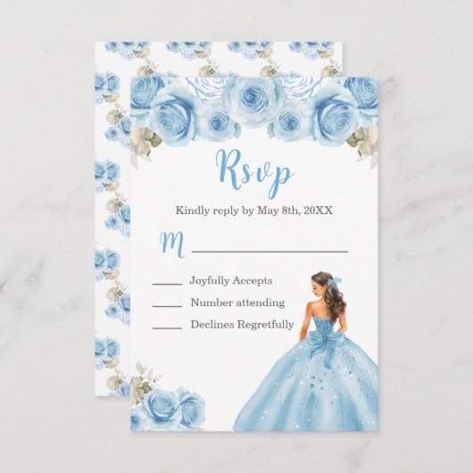 フローラプリンセスインライトブルードレス 出欠カード (正面/裏面)