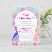 フローラプリンセスガールピンク誕生日の招待状 招待状 (スタンド正面)