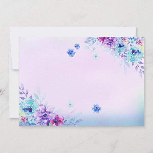 フローラプリンセスキャッスル水彩第1誕生日 招待状 (裏面)