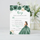 フローラプリンセスダークグリーンドレスの食事の選択 出欠カード (スタンド正面)