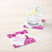 フローラプリンセスホットピンクドレスSweet sixteen スクエアペーパーコースター (インサイチュ)