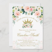 フローラプリンセス金ゴールドクラウンベビーシャワー招待状 招待状 (正面)