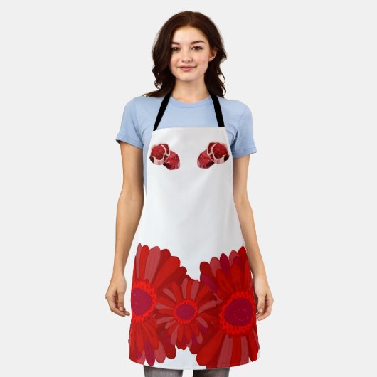 フローラプリントとポーク生地。 エプロン (着用した状態)