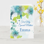 フローラプリント名前をカスタムするマザーズデイカード カード (黄色い花)