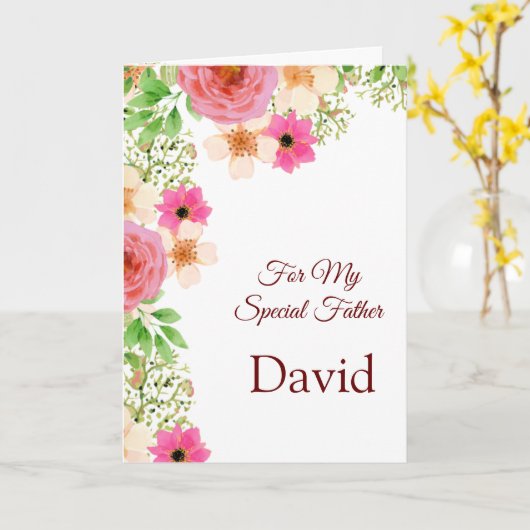 フローラプリント名前をカスタムする誕生日カードファーザー カード