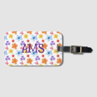 フローラプリント独身のサイド荷札(カードスロット付) ラゲッジタグ