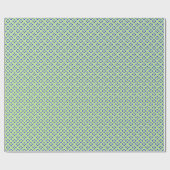 フローラプリント、コバルトブルー、ライムグリーン ラッピングペーパー (フラット)