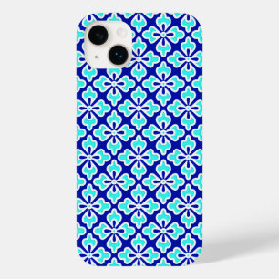 フローラプリント、ターコイズ、コバルトブルー Case-Mate iPhone 14 PLUSケース