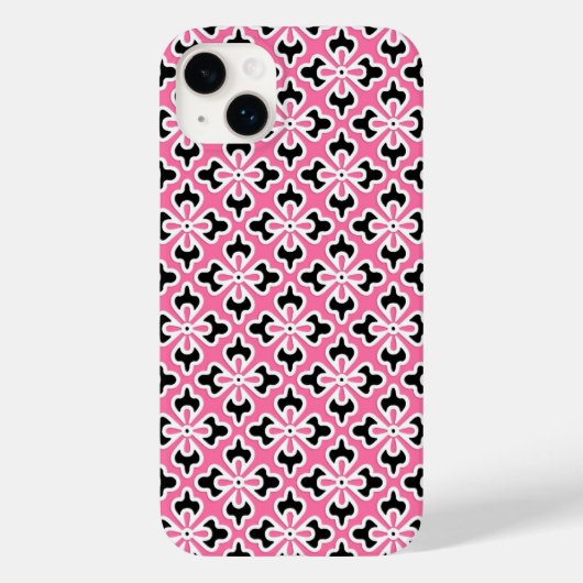 フローラプリント、ピンク、白黒 Case-Mate iPhoneケース (裏面)