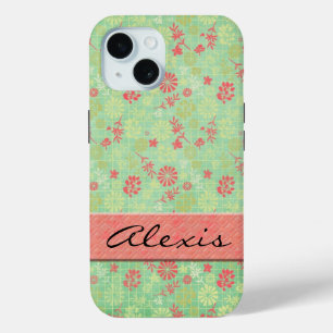 フローラプリント(名前) iPhone 15ケース