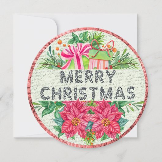フローラプレゼントメリークリスマスラウンドカード シーズンカード (正面)