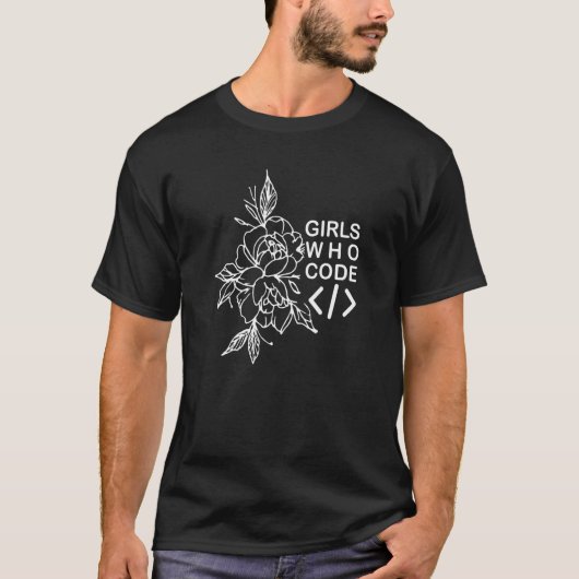 フローラプログラマーDeveloをコードする女の子 Tシャツ (正面)