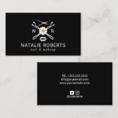 フローラヘアボビーピンロゴ美しいサロン黒 名刺 (正面/裏面)