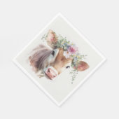 フローラヘッドピース付き牛 スタンダードランチョンナプキン (角)