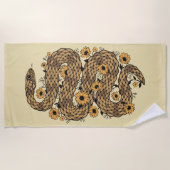 フローラヘビ ビーチタオル (正面)